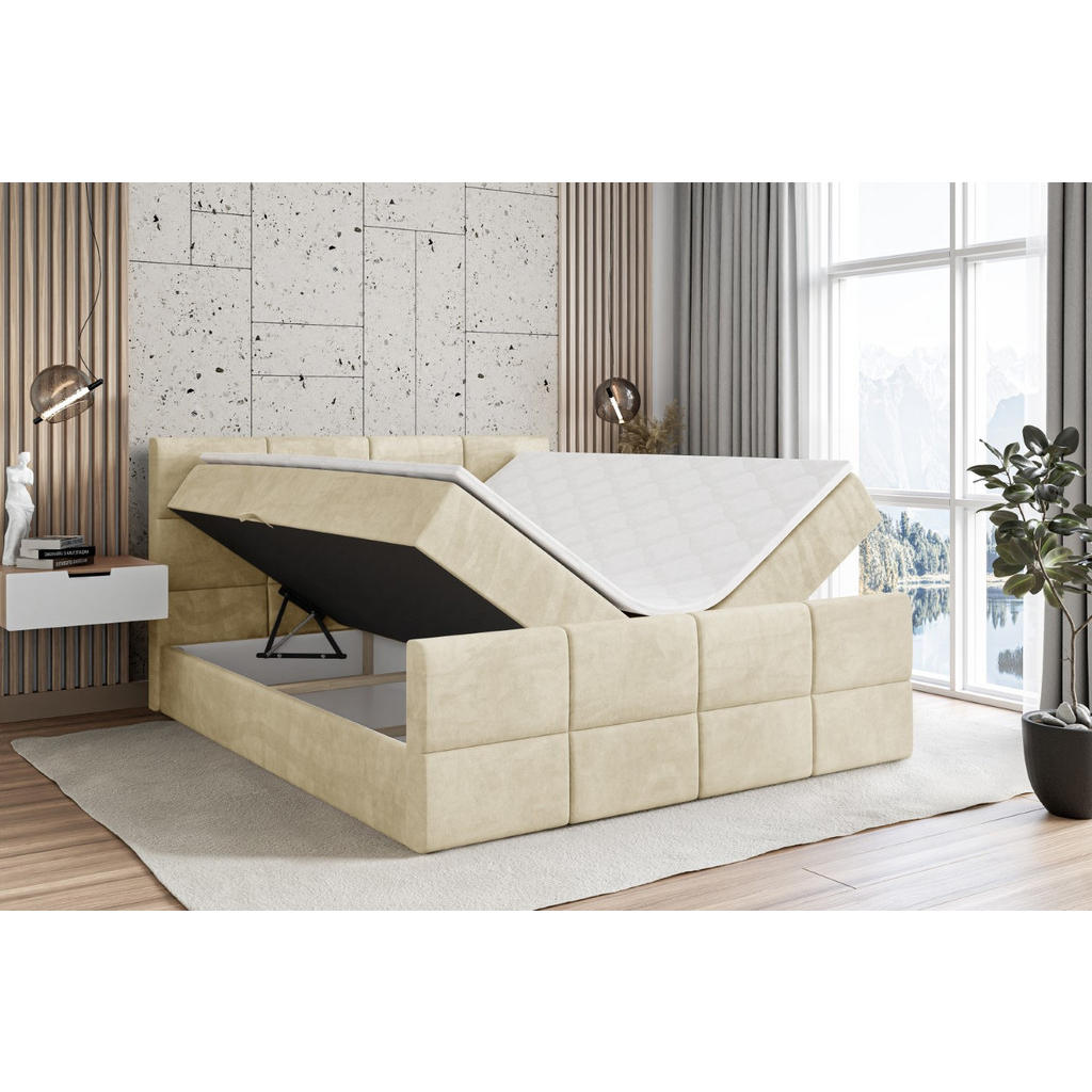 Thumbnail - Altdecor Boxbett, Beige, Holzwerkstoff, Höhe ca. 20 cm, 200x200 cm, Schlafzimmer, Betten, Boxspringbetten