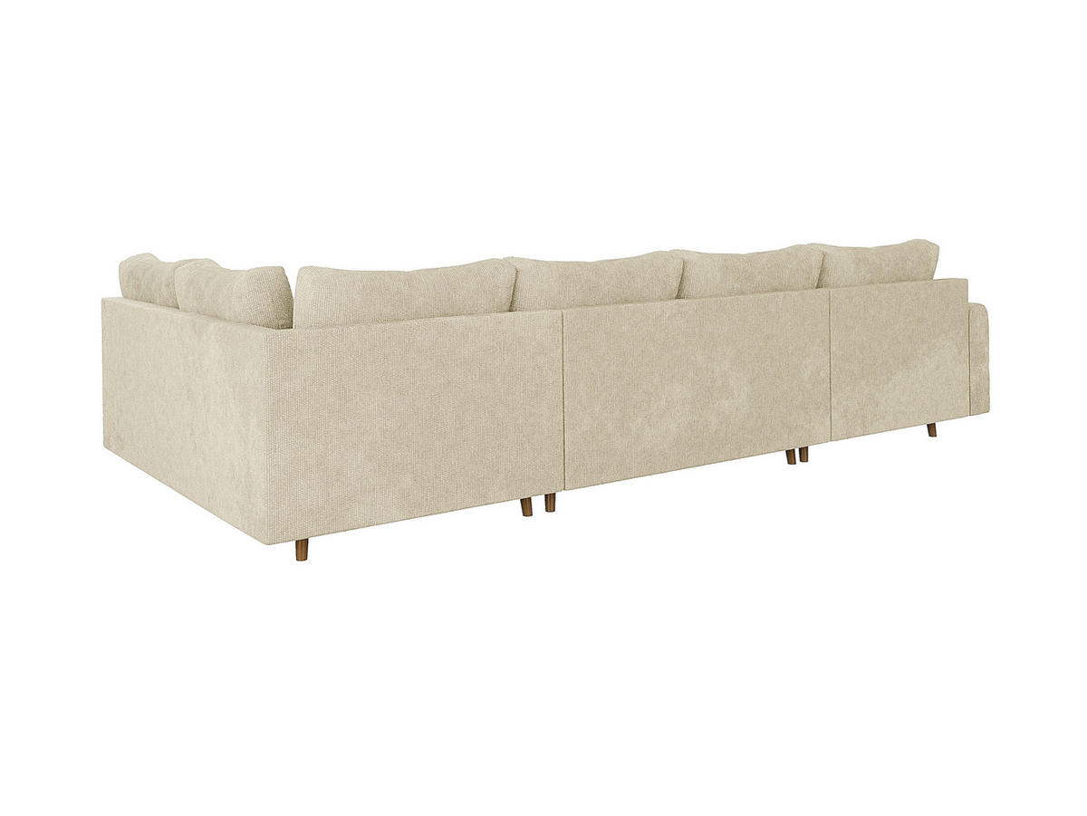 WOHNLANDSCHAFT inkl. Hocker Sigurd Beige Chenille - Beige/Braun, Holz/Textil (310/81/161cm) - S-Style Möbel