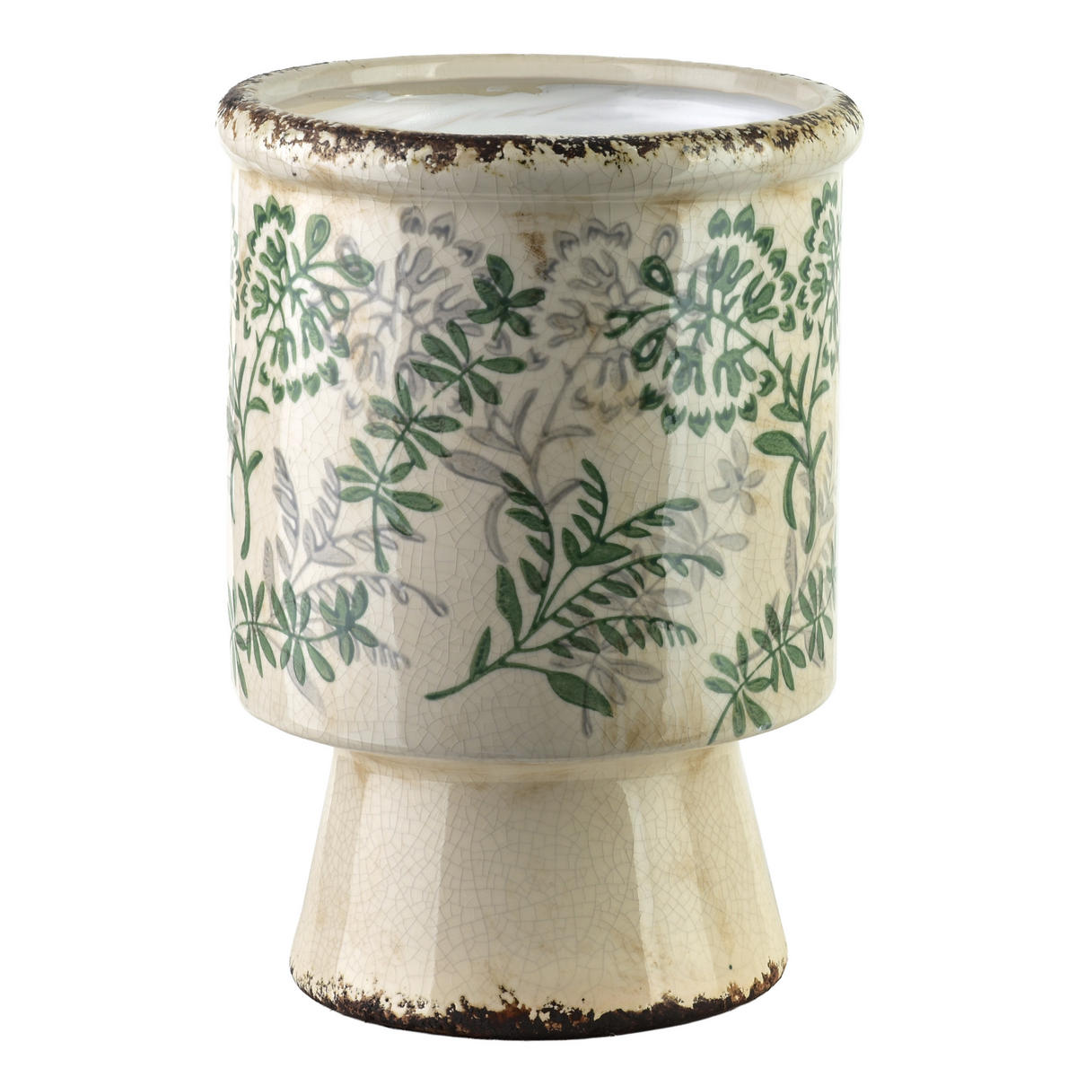 OBAL NA KVĚTINÁČ CROCKET, keramika, béžová, 16,5x16,5x23 cm - zelená barva, keramika (16.5/23/16.5cm) - Mondex