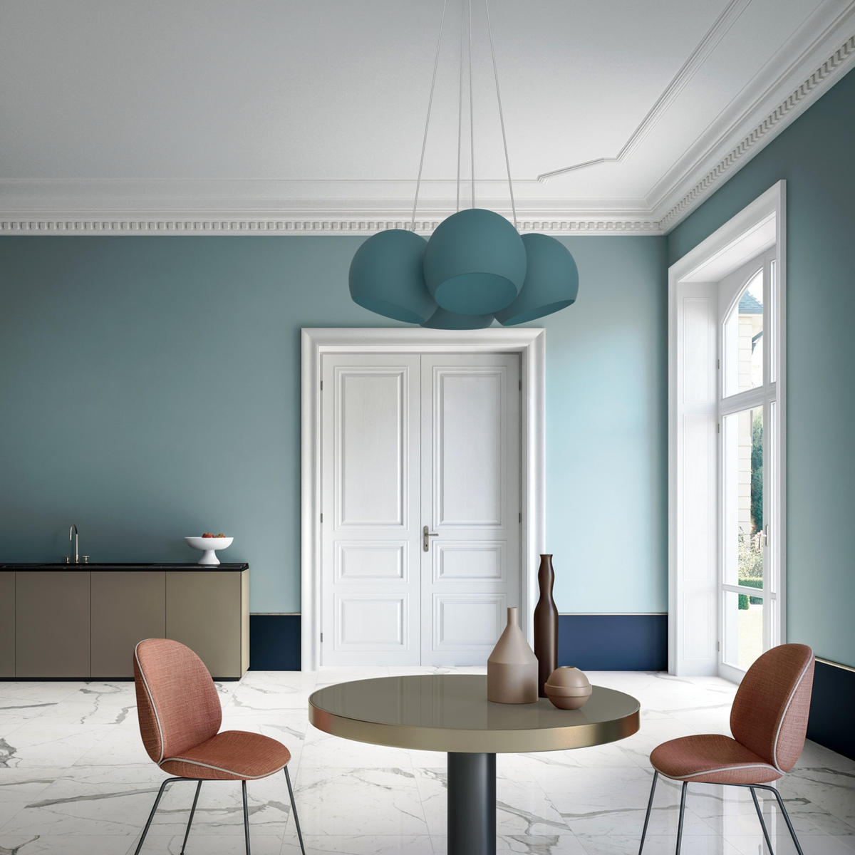 HÄNGELEUCHTE - Blau, Metall (25/25/20cm) - Lumicom