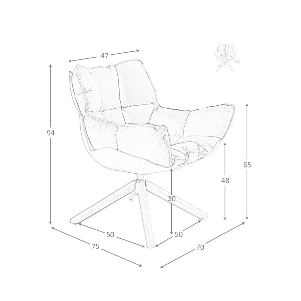 DREHSESSEL aus braunem Samt und braunem PVC 70/75/94 cm - Walnussfarben/Braun, Textil (70/94/75cm) - ANGEL CERDA