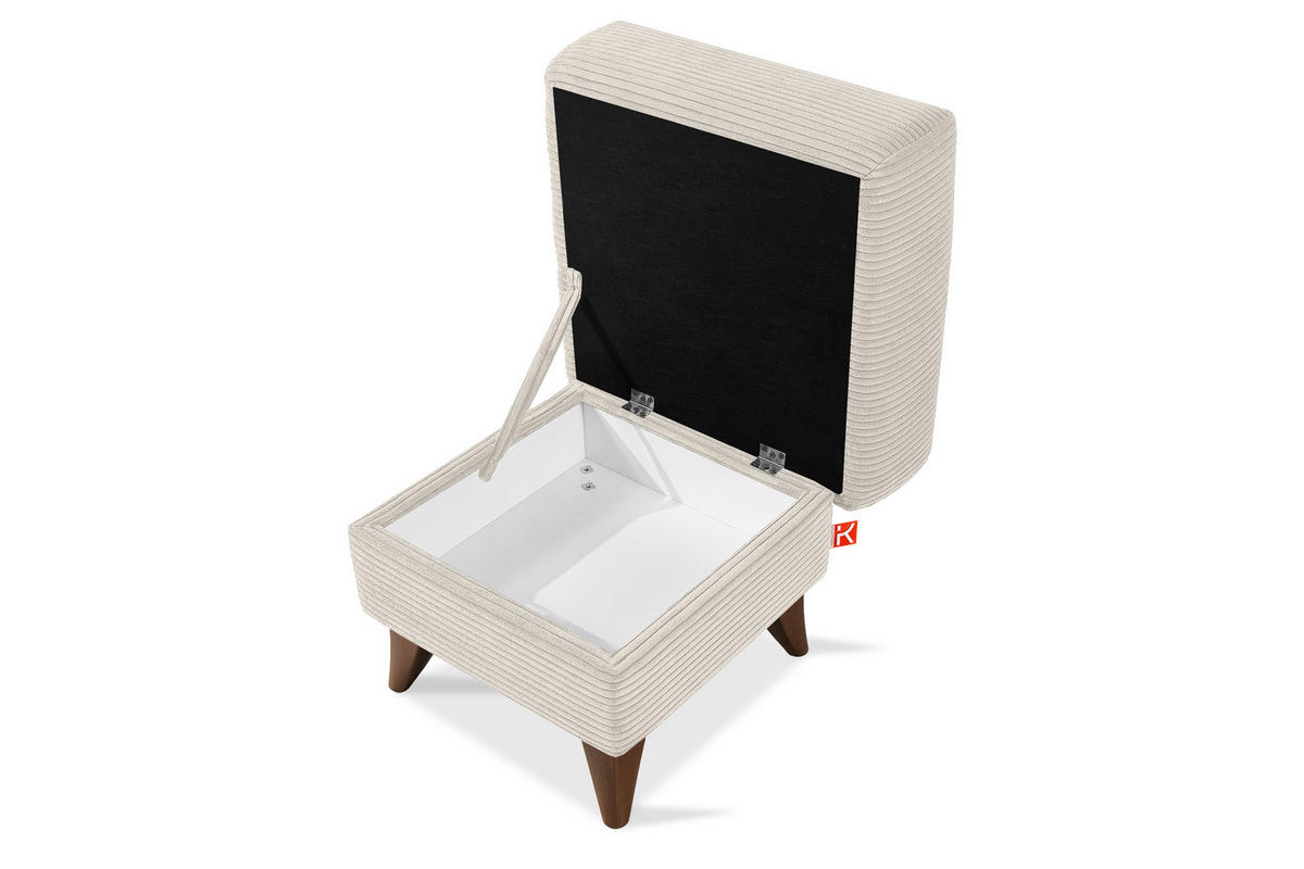 FUẞSTÜTZE GUSTAVO II, Cremefarbig - Creme/Braun, Holz/Holzwerkstoff (53/49/53cm) - KONSIMO®