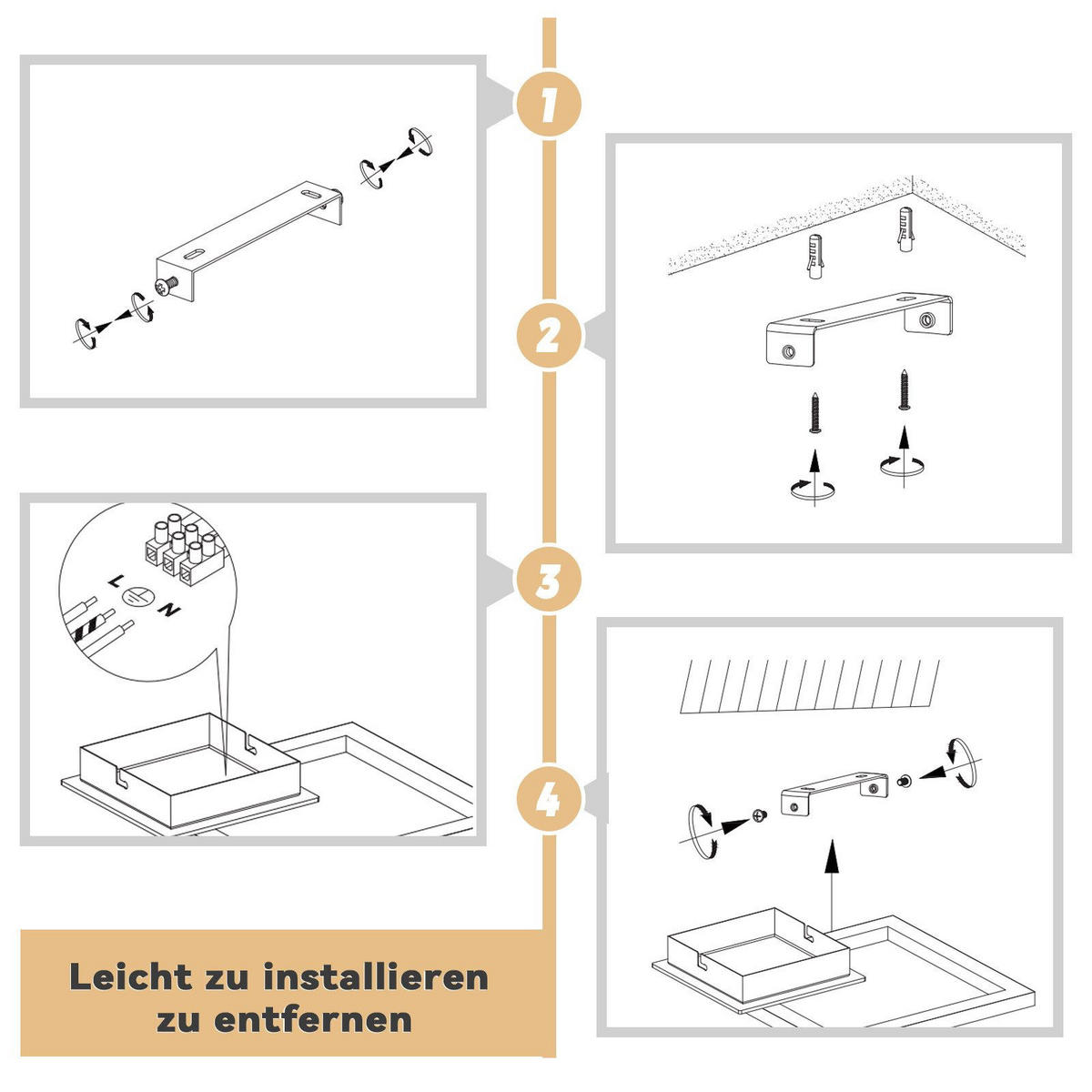 LED-DECKENLEUCHTE Weimar 23.2/23.2/4.1 cm - Schwarz, Metall (23.2/23.2/4.1cm) - Nettlife