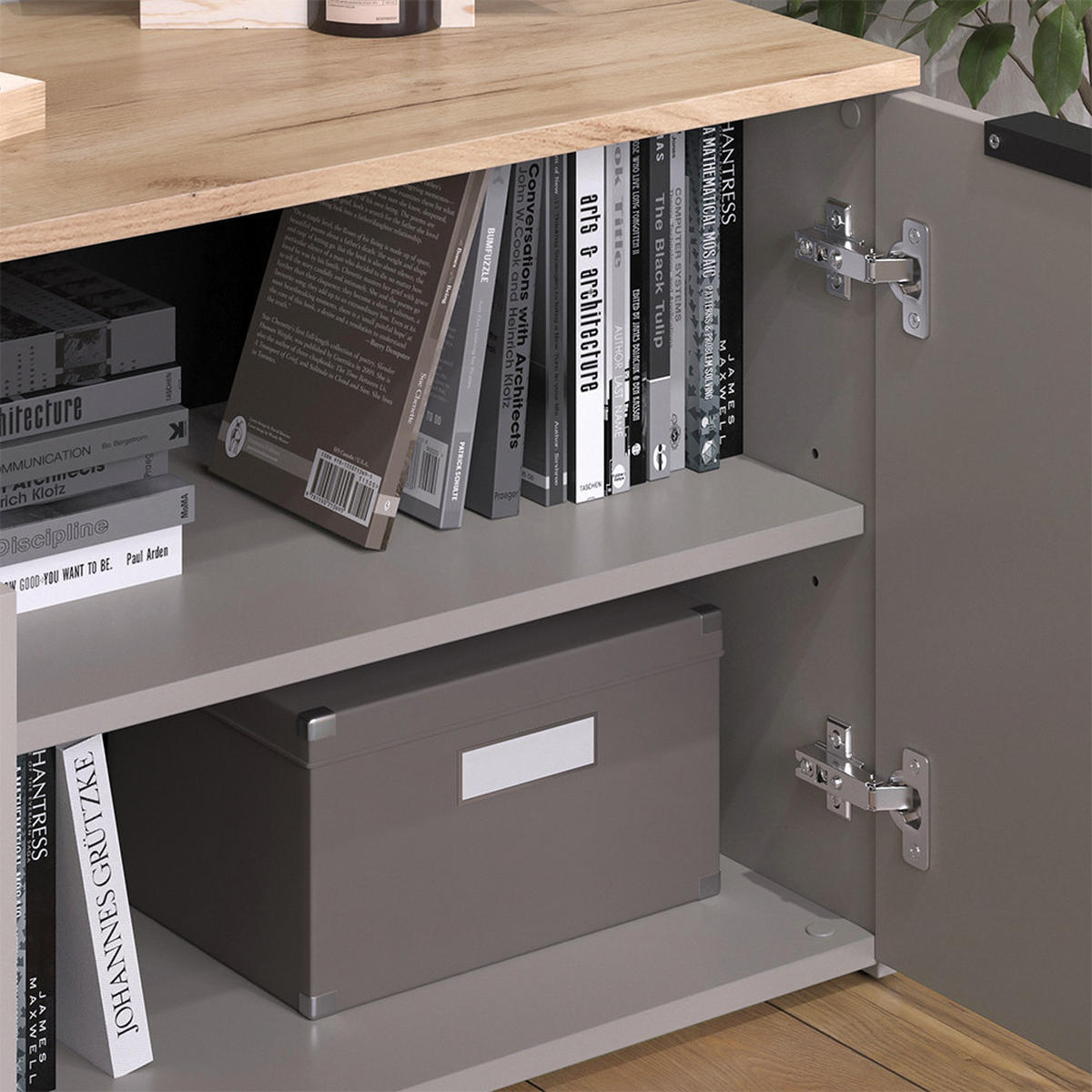 KOMMODE Wido Greige 80 x 50 cm mit 2 Türen - Greige/Sonoma Eiche, Holzwerkstoff (80/50/40cm) - Vicco