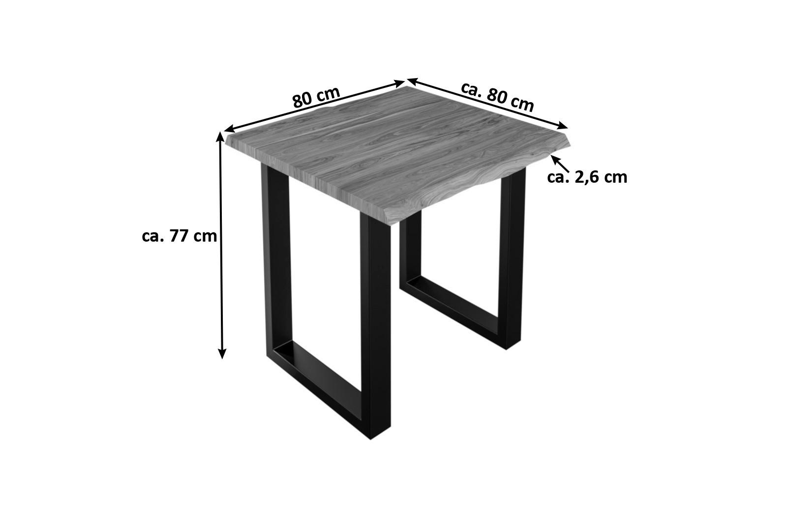 ESSTISCH LAUREN - Beige/Schwarz, Holz/Metall (80/80/77cm) - SAM