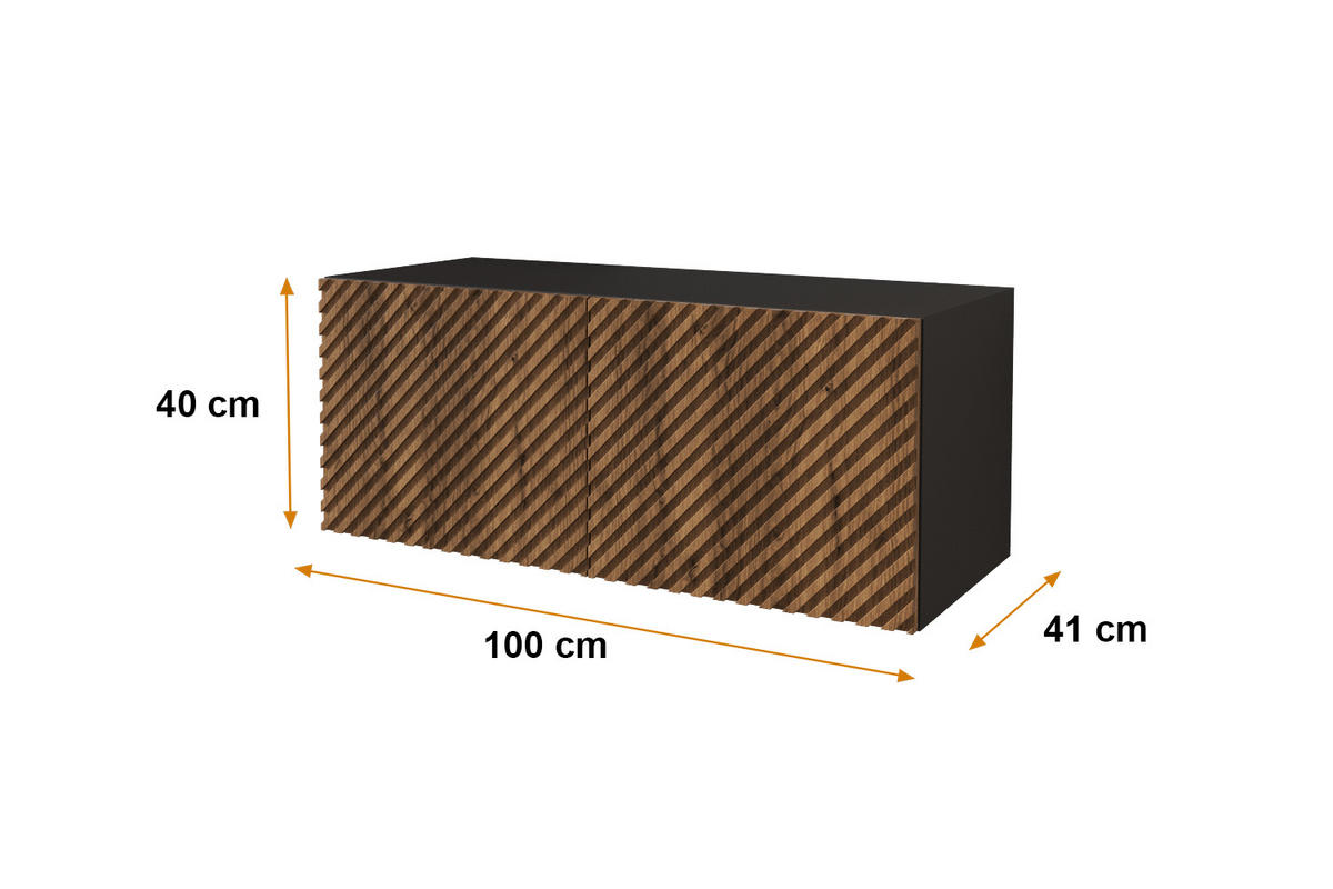 LOWBOARD ZENO-W 100x40x41 cm - Schwarz / Katania - Eiche Wotan, Holzwerkstoff (100/40/41cm) - ALTDECOR