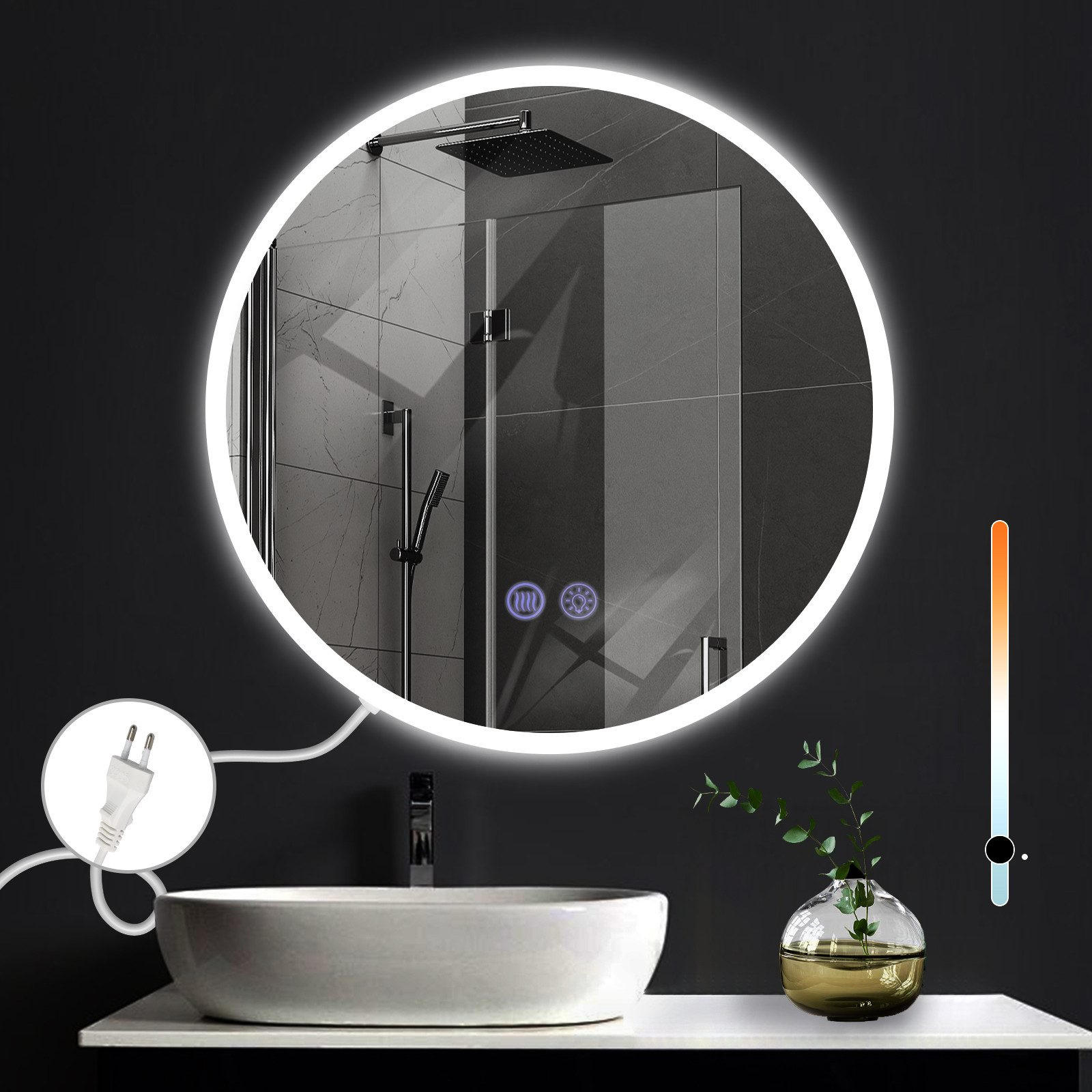 BADEZIMMERSPIEGEL Redfield mit LED-Leuchte Ø60 cm - Weiß, Glas (60/2.9/60cm) - Nettlife
