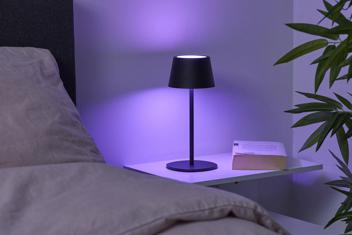 3IN1-LED-TISCHLAMPE - vielseitige Flaschenleuchte mit Dimmfunktion und Akku für Innen und Außen, schwarz - Schwarz, Metall (15/15/45cm) - Northpoint