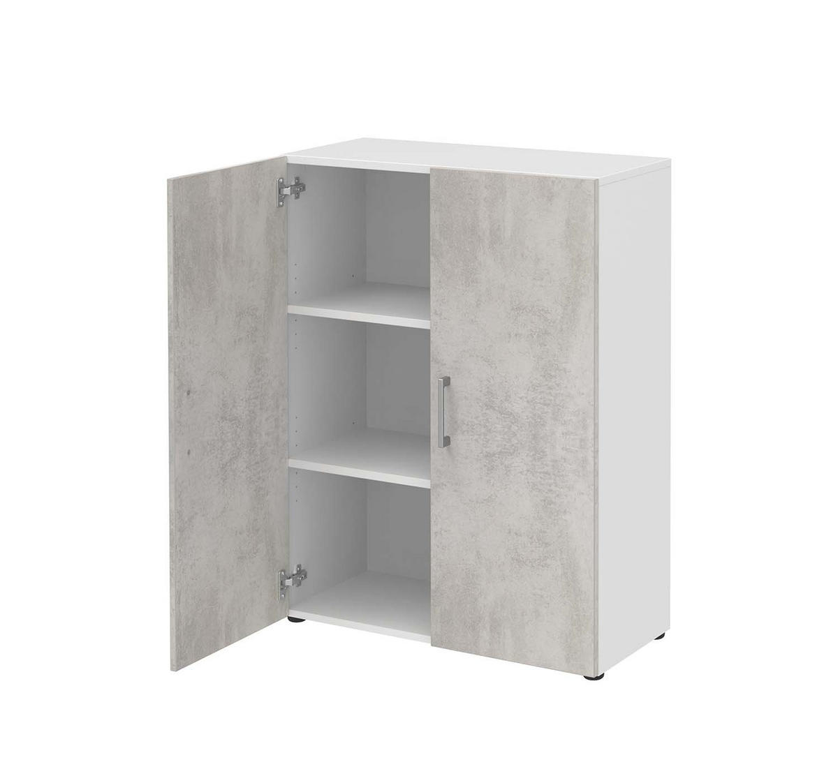 AKTENSCHRANK - 3 Fächer - Weiß/Beton - Grau, Holzwerkstoff (80/107.2/34.4cm) - Röhr
