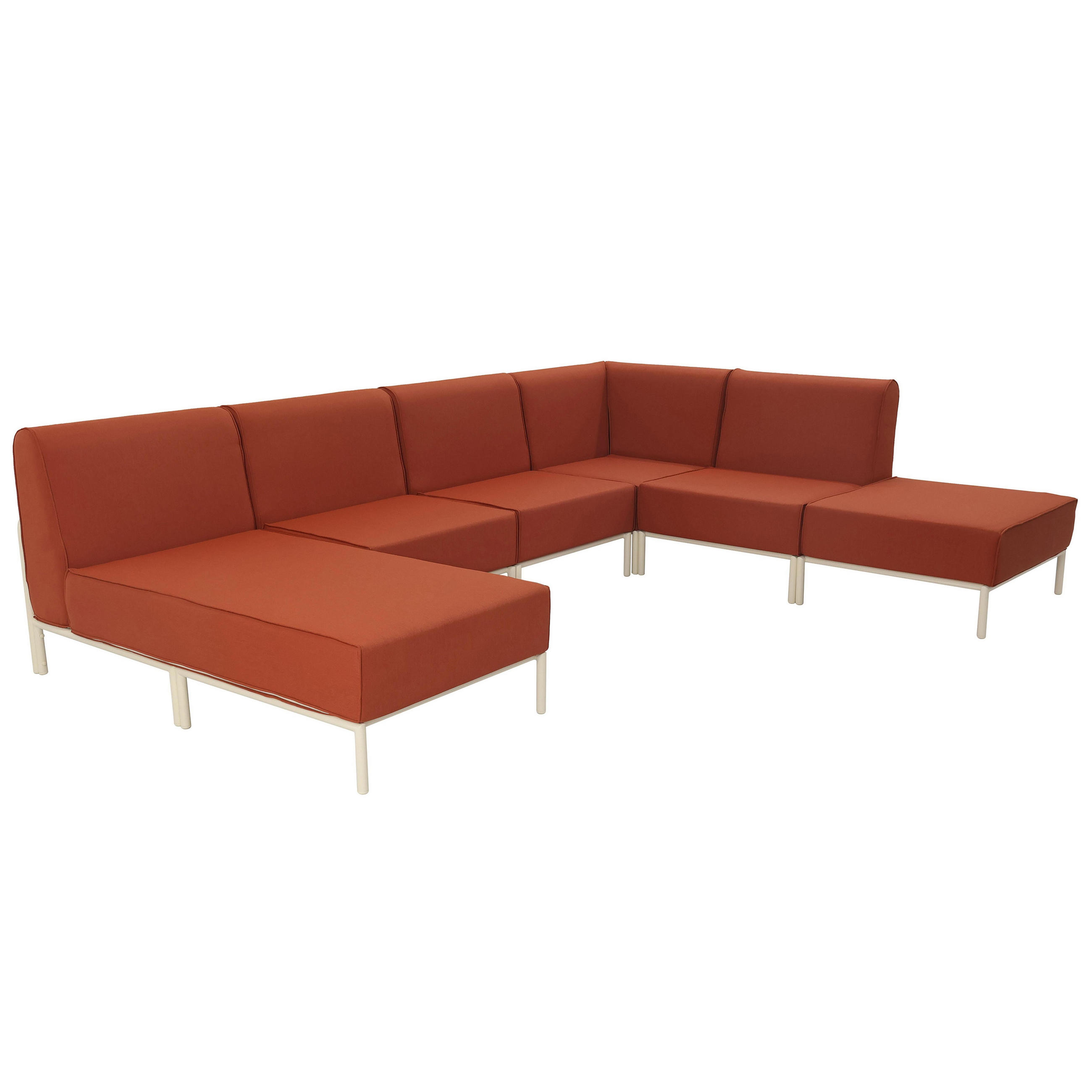 GARTENSOFA mit 6 Sitzplätzen, Terrakotta - Rot, Textil (180/78/360cm) - Oviala