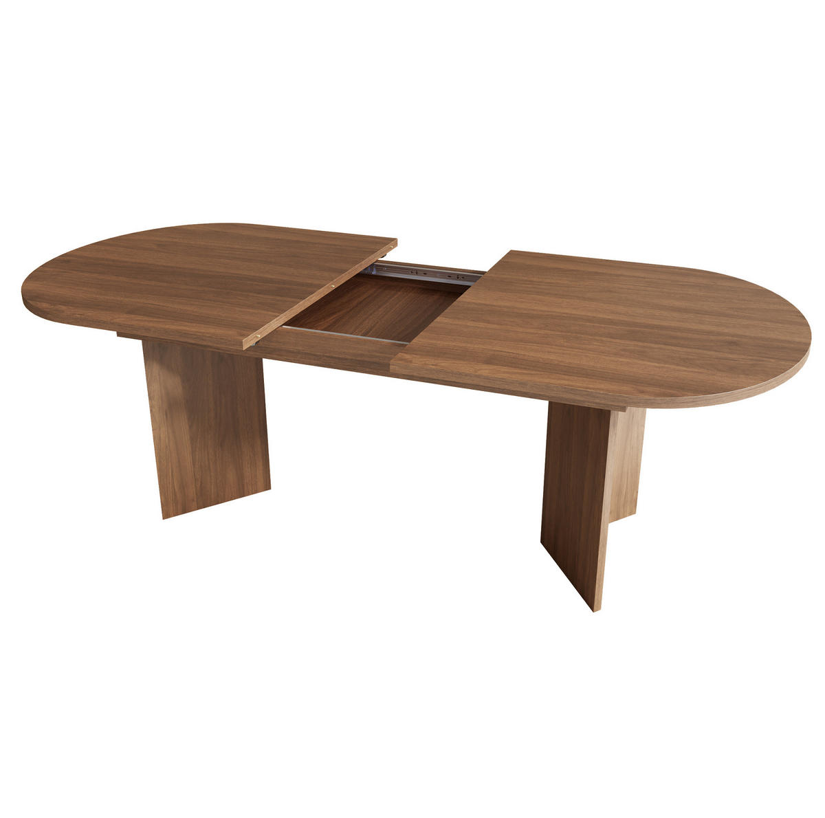 AUSZIEHTISCH in Nussbaumoptik aus MDF – abgerundet & flexibel für 4–8 Personen - Walnussfarben, Holzwerkstoff (200/90/75cm) - BEAOK