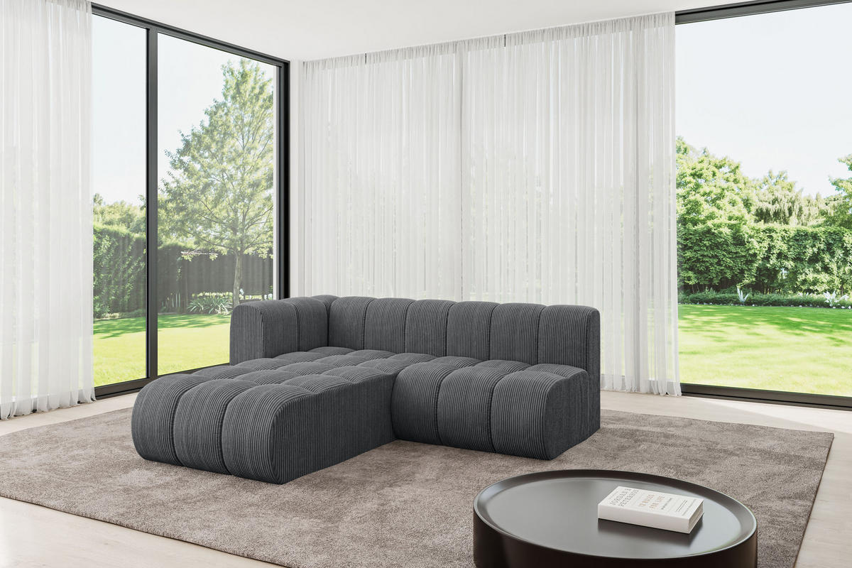 ECKSOFA modulares Sofa Darnel-L1 - 205x177x70 cm Dunkelgrau - Dunkelgrau, Holzwerkstoff/Textil (205/177cm) - ALTDECOR