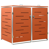 2ER Mülltonnenbox JAGU Edelstahl | Orange | 115,5x138x77,5cm | Für 2 Tonnen 240L - Orange, Metall (138/115.5/77.5cm) - DELUKE