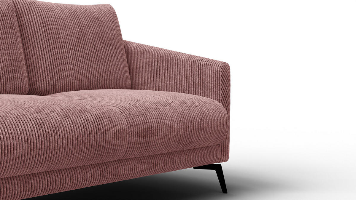SOFA VILT 2-Sitzer, altrosa - Schwarz/Altrosa, Holzwerkstoff/Textil (142/89/94cm) - Courtois Laville