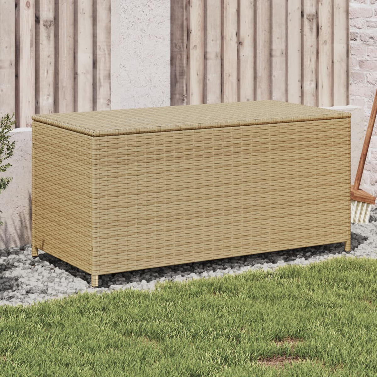 GARTENTRUHE Beige 190L Poly Rattan - Beige, Kunststoff (100/100/50cm) - furnicato