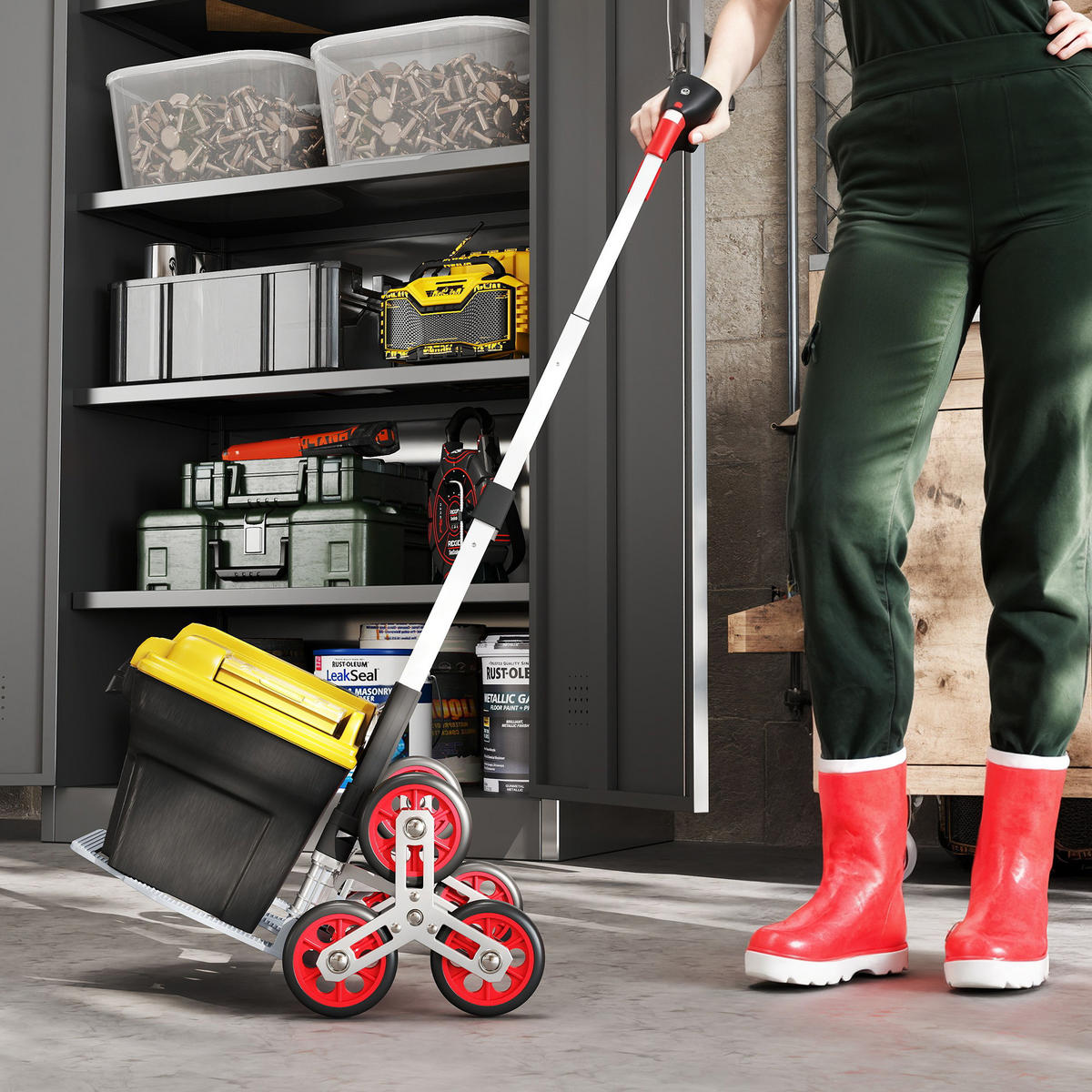 SACKKARRE mit 6 Rädern inkl. Teleskopgriff max. 70 kg - Multicolor, Metall (44/100/46cm) - HOMCOM