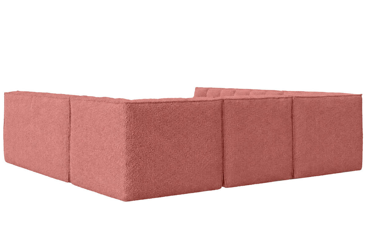 ROHOVÁ SEDAČKA modulární Corner ve tvaru U, plyšová tkanina Pop, Růžová, LAZY U CORNER - růžová, dřevo (266/76/253cm) - Kaiser Möbel