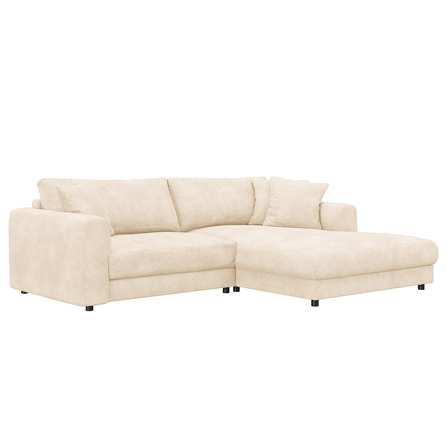 ECKSOFA mit Longchair - Beige/Schwarz, Textil (238/183cm) - home24