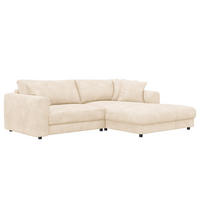 ECKSOFA mit Longchair - Beige/Schwarz, Textil (238/183cm) - home24