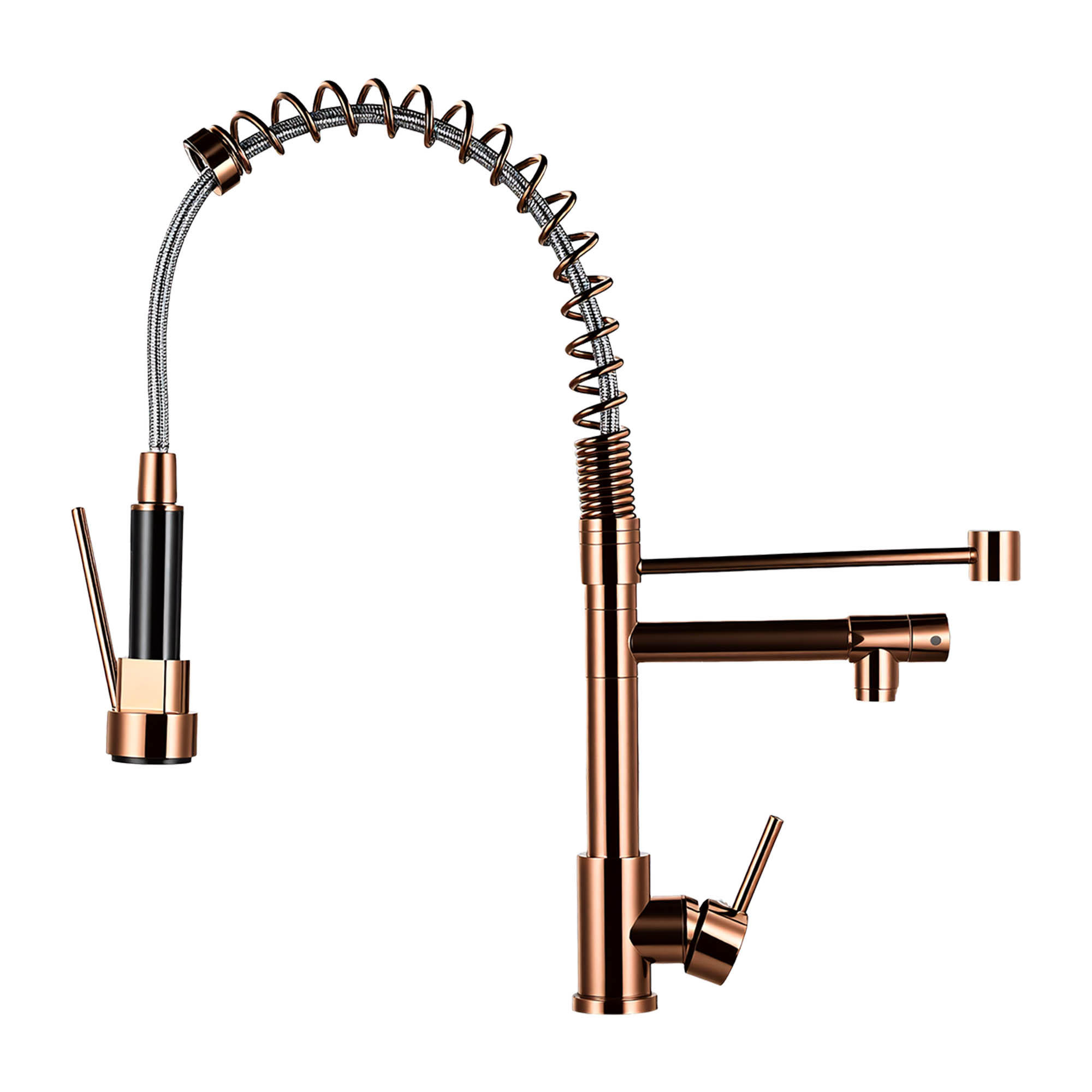 KÖKSBLANDARE, roséguld, fjäderbelastad utdragbar pip, varm/kall 6/35/42 cm