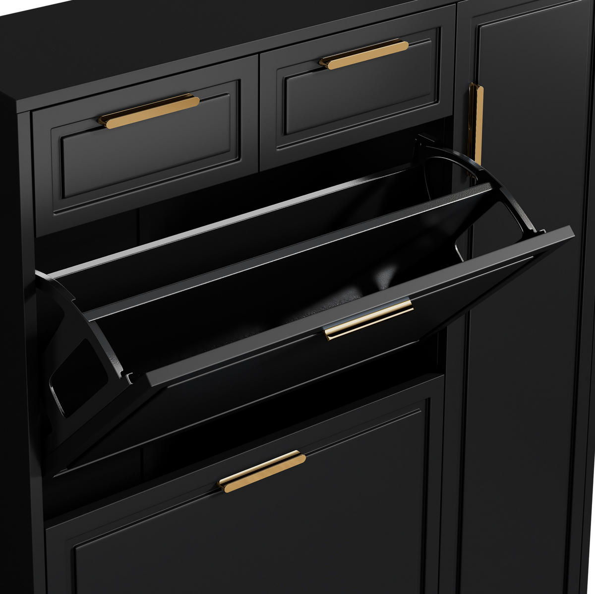 SCHUHSCHRANK mit Schubladen und verstellbaren Regalen 95 x 24 x 107 cm Schwarz - Schwarz, Holzwerkstoff (24/107/95cm) - Beauniv