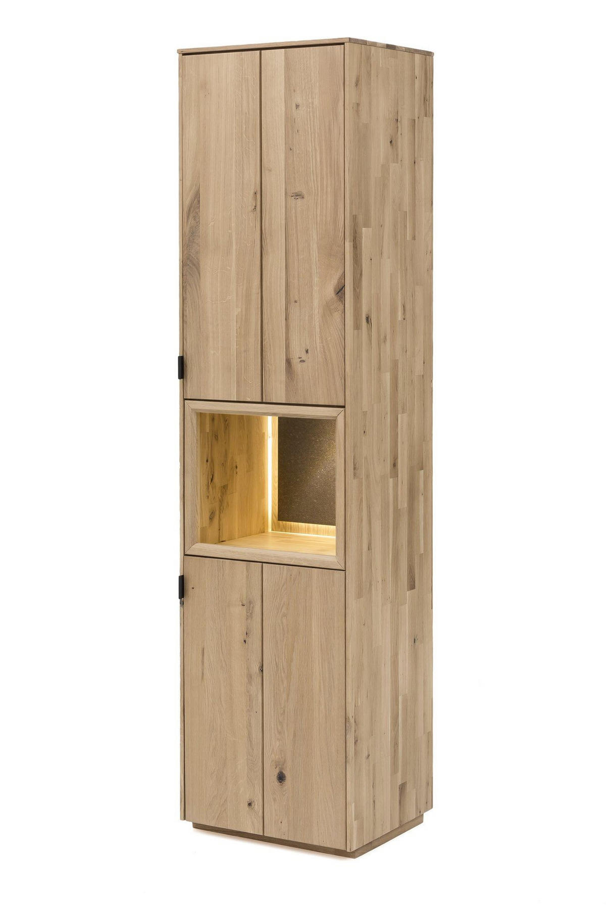 STANDVITRINE Massivholz Idalia 50x203x42 Vitrine Wildeiche Bianco geölt/Granit - Wildeiche, Holz (50/203/42cm) - 58aufmkessel