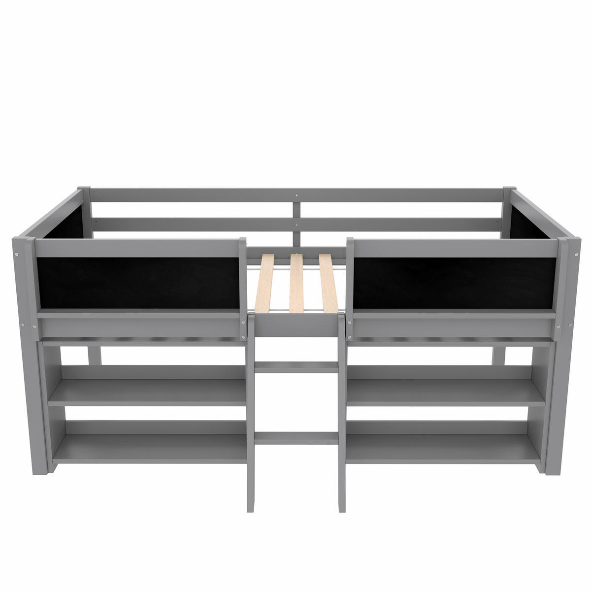 HOCHBETT 90/200 cm DE-04802, mit Ablagefächern und Zeichentafel in Grau - Grau, Holz/Holzwerkstoff (90/200cm) - ComfortXL