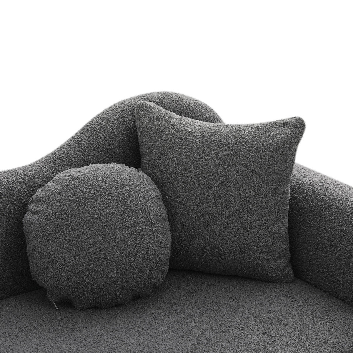 LEŽALJKA u antikno sivoj boji sa spremnikom, izgled ovčjeg runa - tamno siva/zlatne boje, drvni materijal/tekstil (64/70/134cm) - CHICFURN