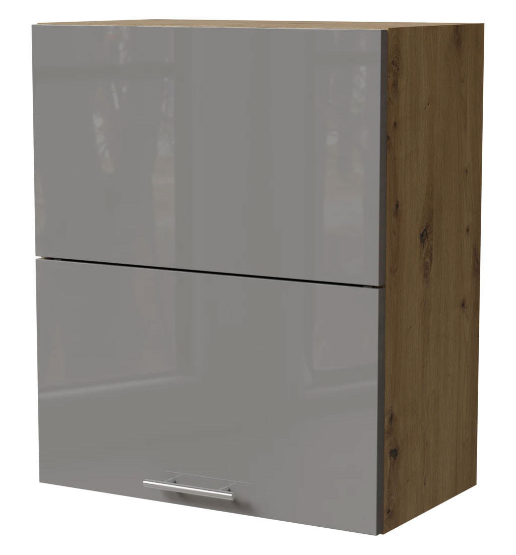 HÄNGESCHRANK Essen W8B/60-AV Eiche Artisan / Grau Hochglanz 60 / 32,5 / 72cm - Eiche Artisan/Grau, Holz/Holzwerkstoff (60/72/32.5cm) - Feldmann-Wohnen