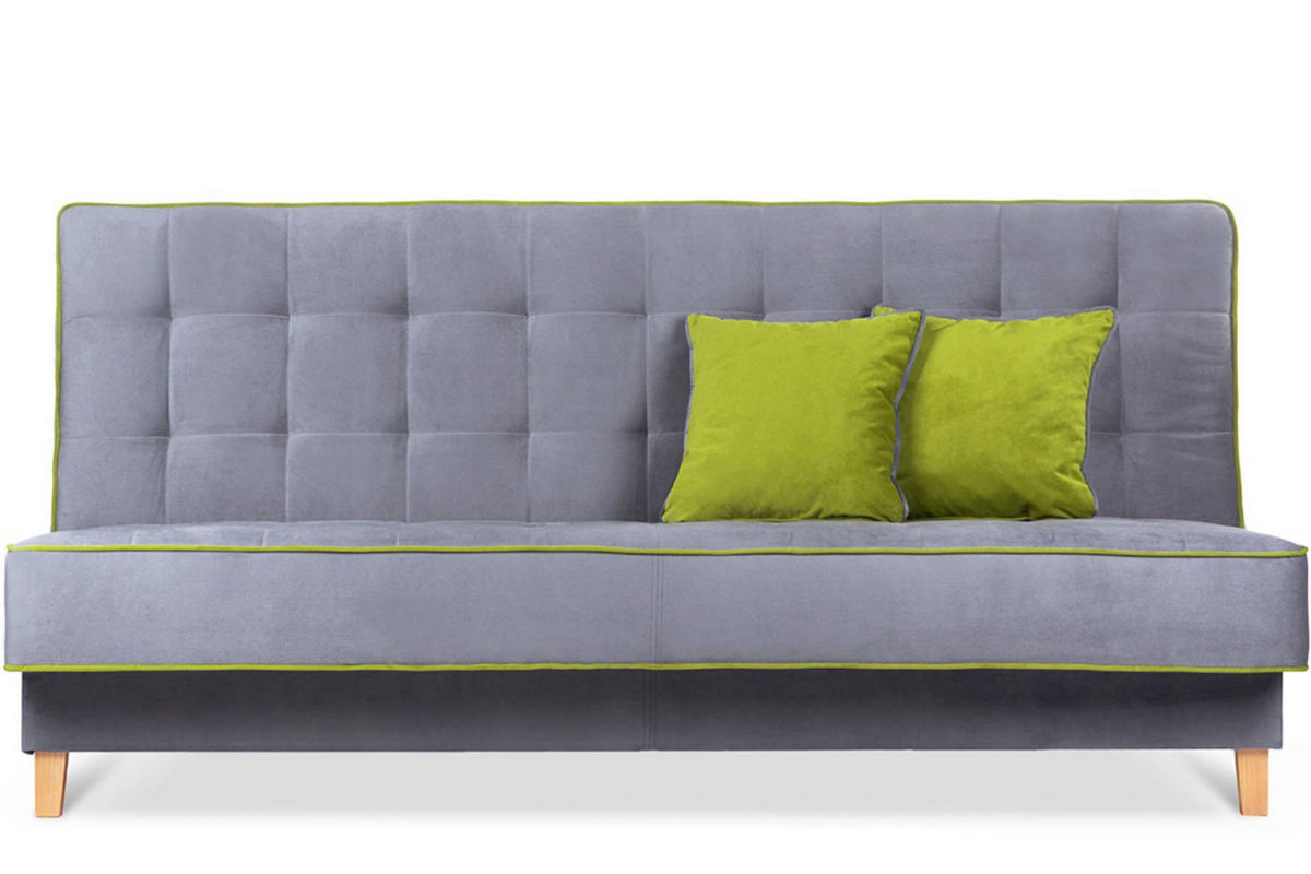 3-SITZER-SCHLAFSOFA DOZER Velours, grau / grün - Grau/Grün, Textil (197/94/93cm) - KONSIMO®