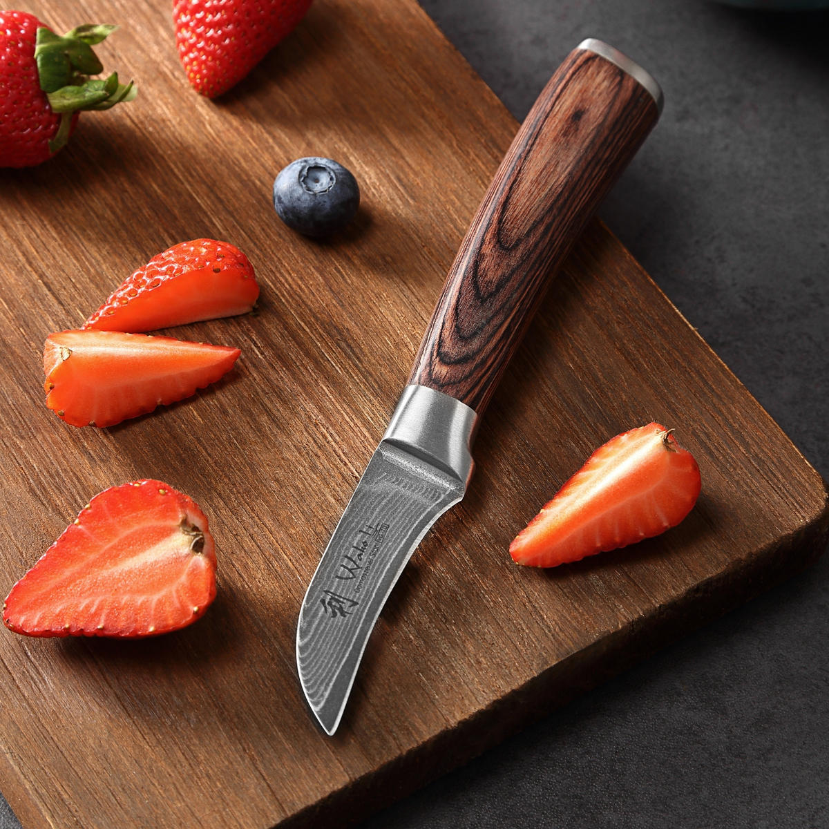 SCHÄLMESSER Edib Damast - Braun, Holz/Metall (17cm) - Wakoli