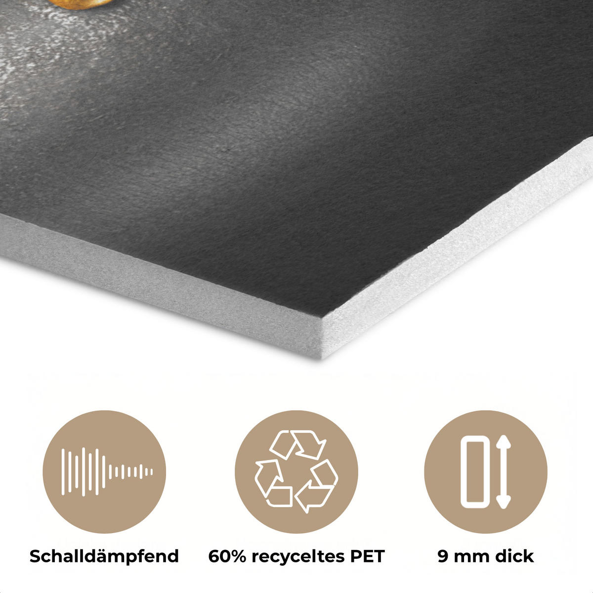 AKUSTIKPANEEL Frau - Schwarz - Gold - Gesicht - Lippen 70x100 cm - Goldfarben, Textil (70/0.9/100cm) - MuchoWow