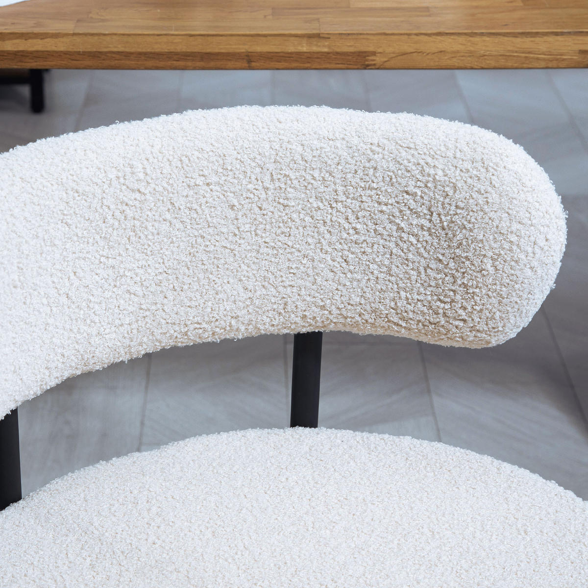 ESSZIMMERSTÜHLE DE-06835 2er-Set mit Fleece-Polsterung und Metallbeinen Cremeweiß - Creme, Textil/Metall (51/76/51cm) - ComfortXL
