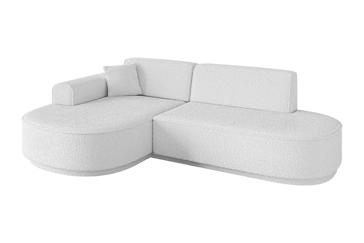 ECKSOFA Ottomane Links MARI-L1-v3 - 243x171x83 cm Weiß Bouclé - Schwarz/Weiß, Holzwerkstoff/Kunststoff (243/171cm) - ALTDECOR