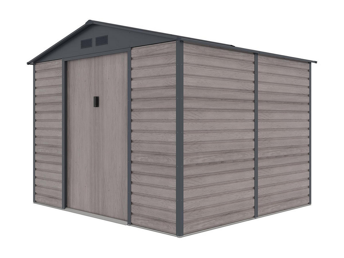 SCHREBERGARTENHAUS - 267 cm x 245 cm - metall - anthrazitgrau, naturfarben dunkel Adelmo - Grau, Metall (267/221/245cm) - Vente-Unique