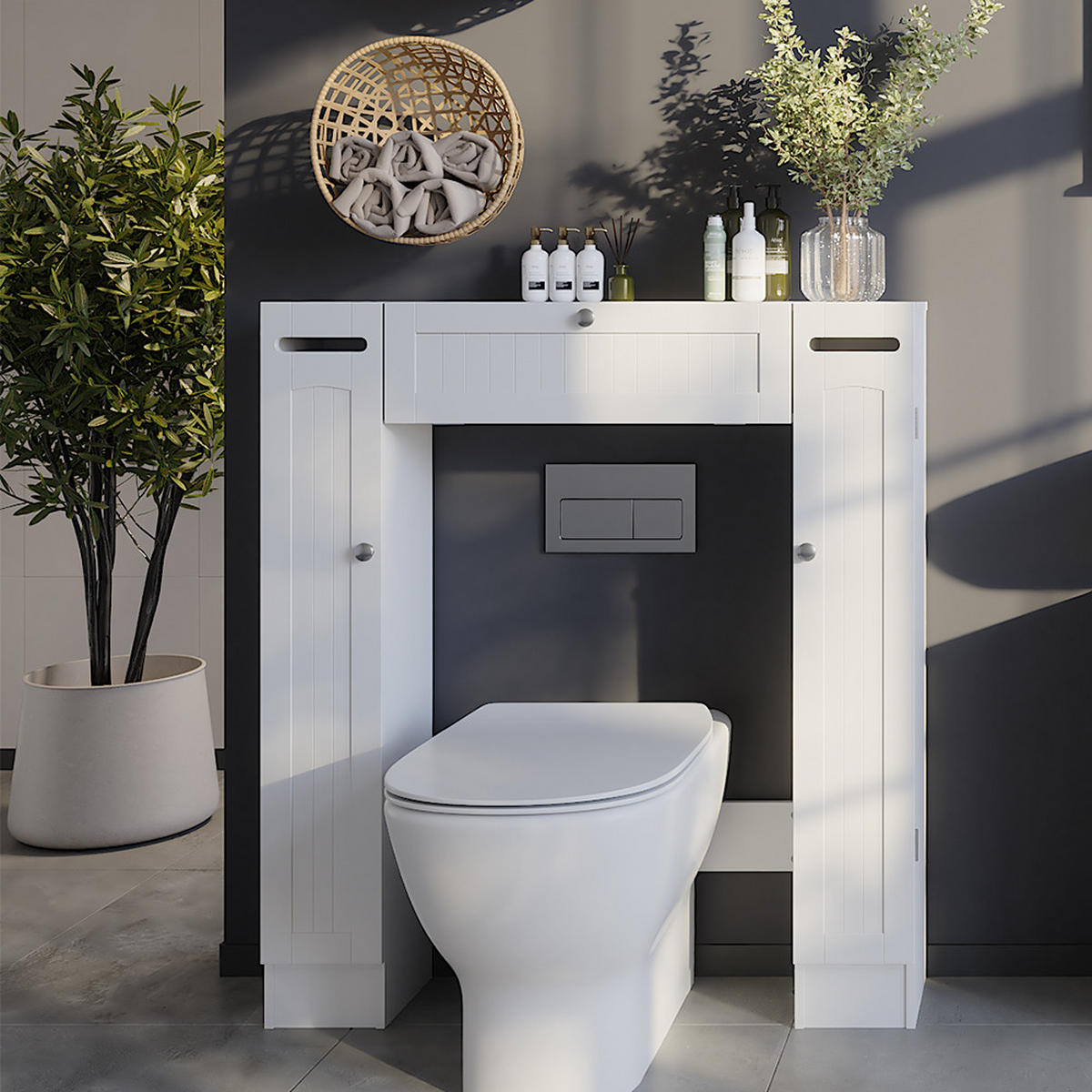 TOILETTENSCHRANK Bianco Weiß 89 x 99 cm mit 2 Toilettenpapierspendern - Weiß, Holzwerkstoff (89/99/19.5cm) - Vicco