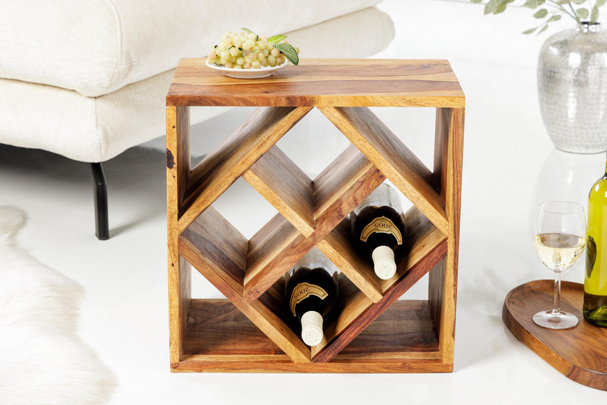 WEINREGAL CUBUS Sheesham Natur 40 cm - Braun, Holz (40/40/25cm) - riess-ambiente
