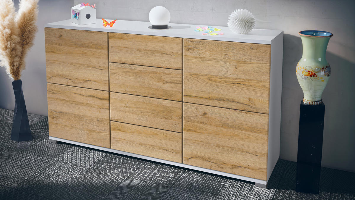 SIDEBOARD Rova Eiche Natur - Eichefarben, Holzwerkstoff (138.5/75.5/35cm) - Vladon