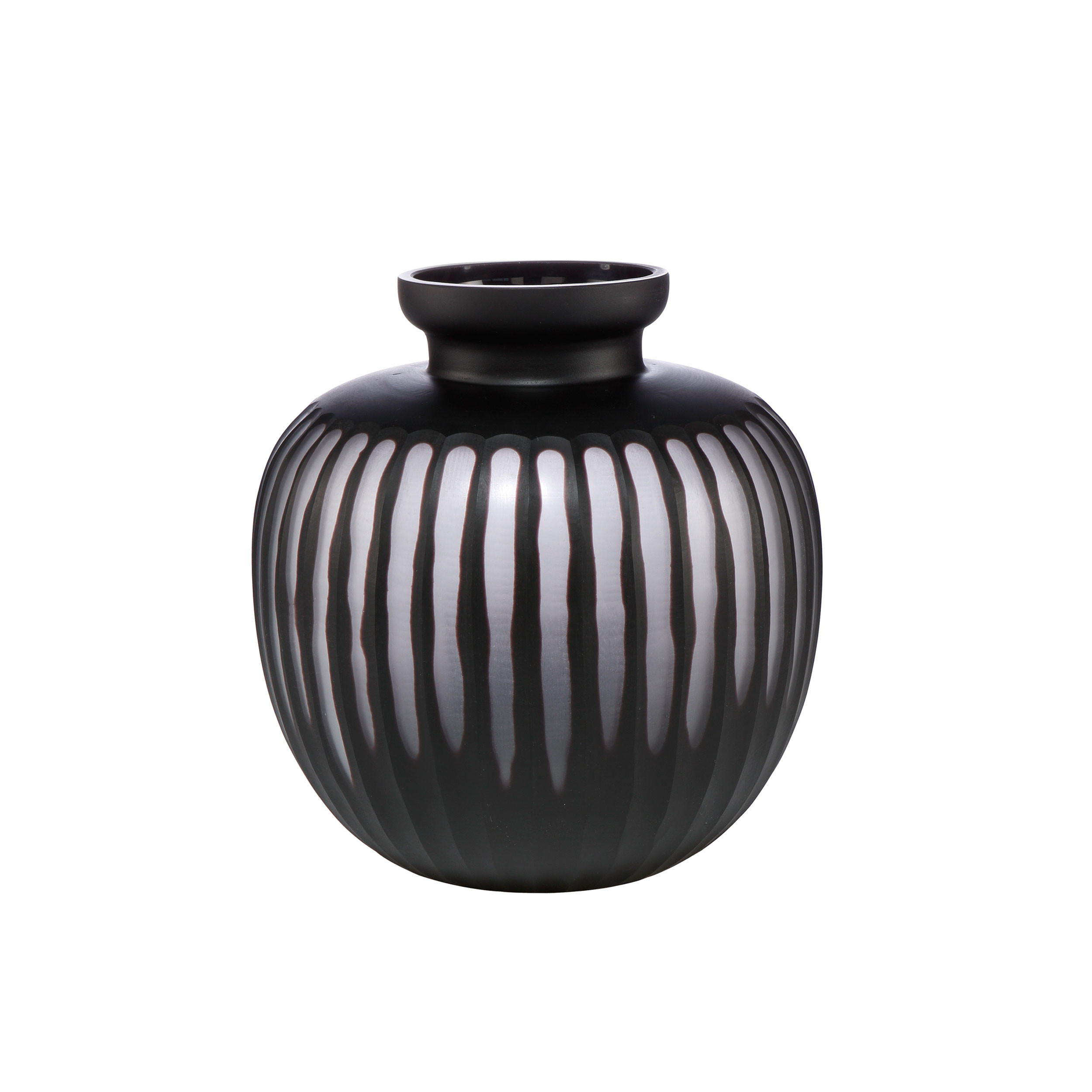 VASE Black Carved, Glas, Schwarz, 28 cm - Schwarz, Glas (28cm) - Goebel
