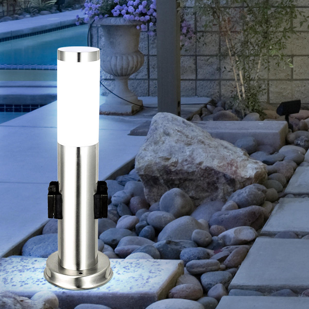 LED WEEGLEUCHTE Edelstahl Silber - Silberfarben, Metall (7.6/7.6/45cm)