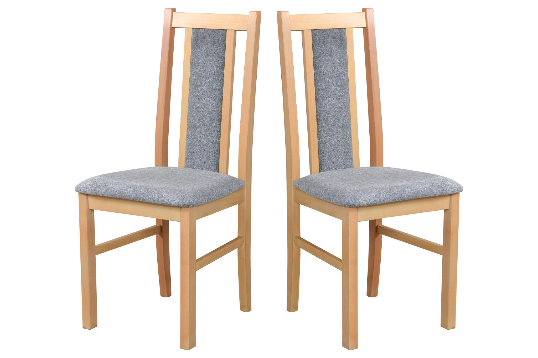 STUHL 2er Set BOS 14 grandson - Beige/Zinkfarben, Holz (43/94/40cm) - Leaf Design