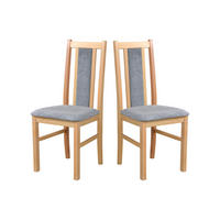 STUHL 2er Set BOS 14 grandson - Beige/Zinkfarben, Holz (43/94/40cm) - Leaf Design
