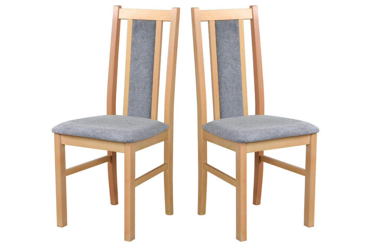STUHL 2er Set BOS 14 grandson - Beige/Zinkfarben, Holz (43/94/40cm) - Leaf Design