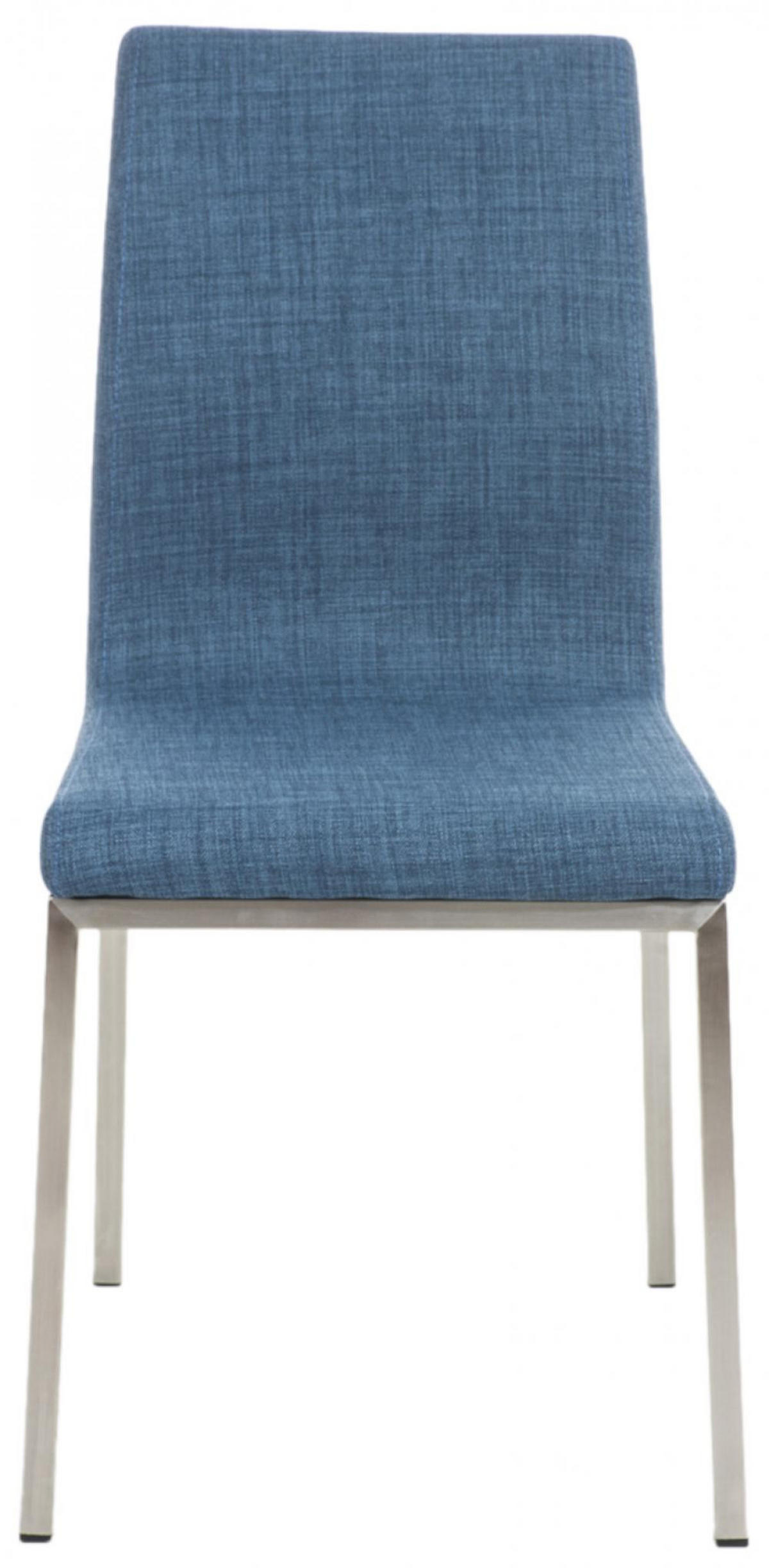 STUHL 2er Set Stoff blau - Blau/Edelstahlfarben, Textil/Metall (40/88/50cm) - CLP