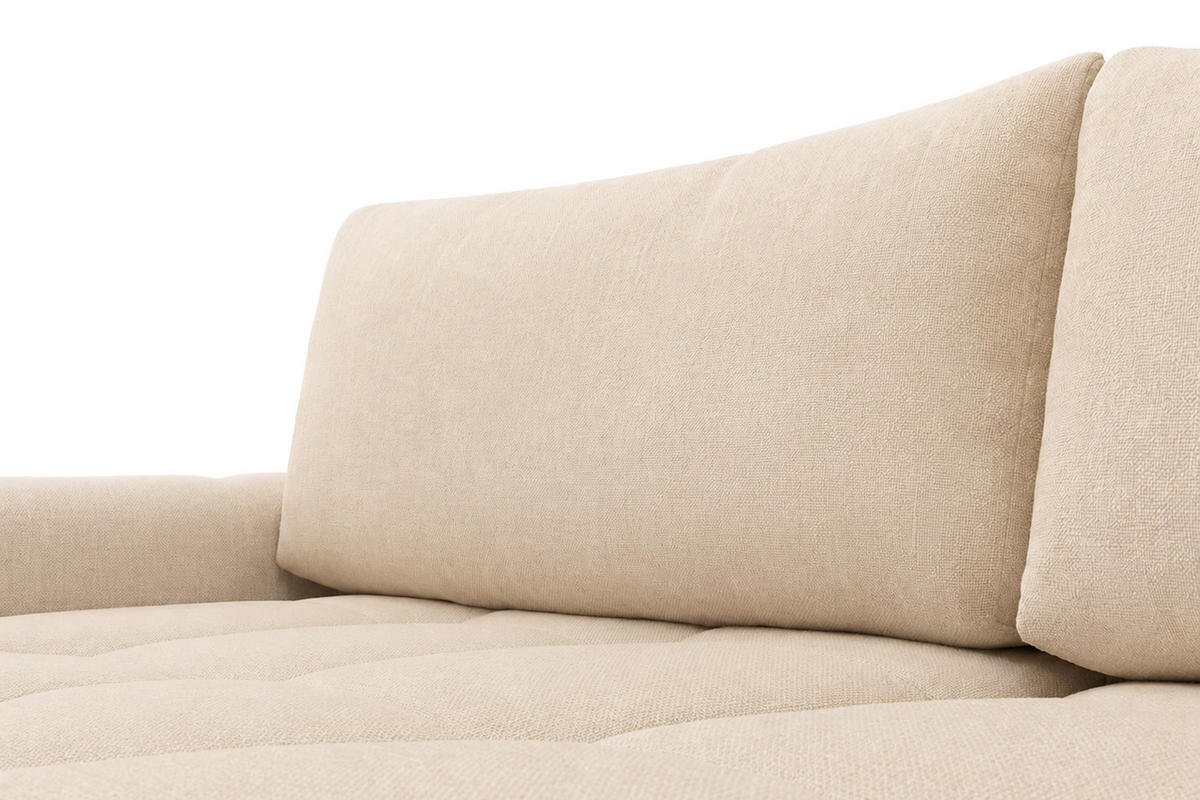 ECKSOFA L-Form Mit Schlaffunktion, Veloursstoff Bluvel, Creme, Links, BELVEDER L - Creme, Holz (250/168cm) - Kaiser Möbel