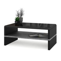COUCHTISCH rechteckig Schwarz Hochglanz Beton mit Ablage - Schwarz Hochglanz/Hellgrau, Holzwerkstoff (60/100/43cm) - designimpex