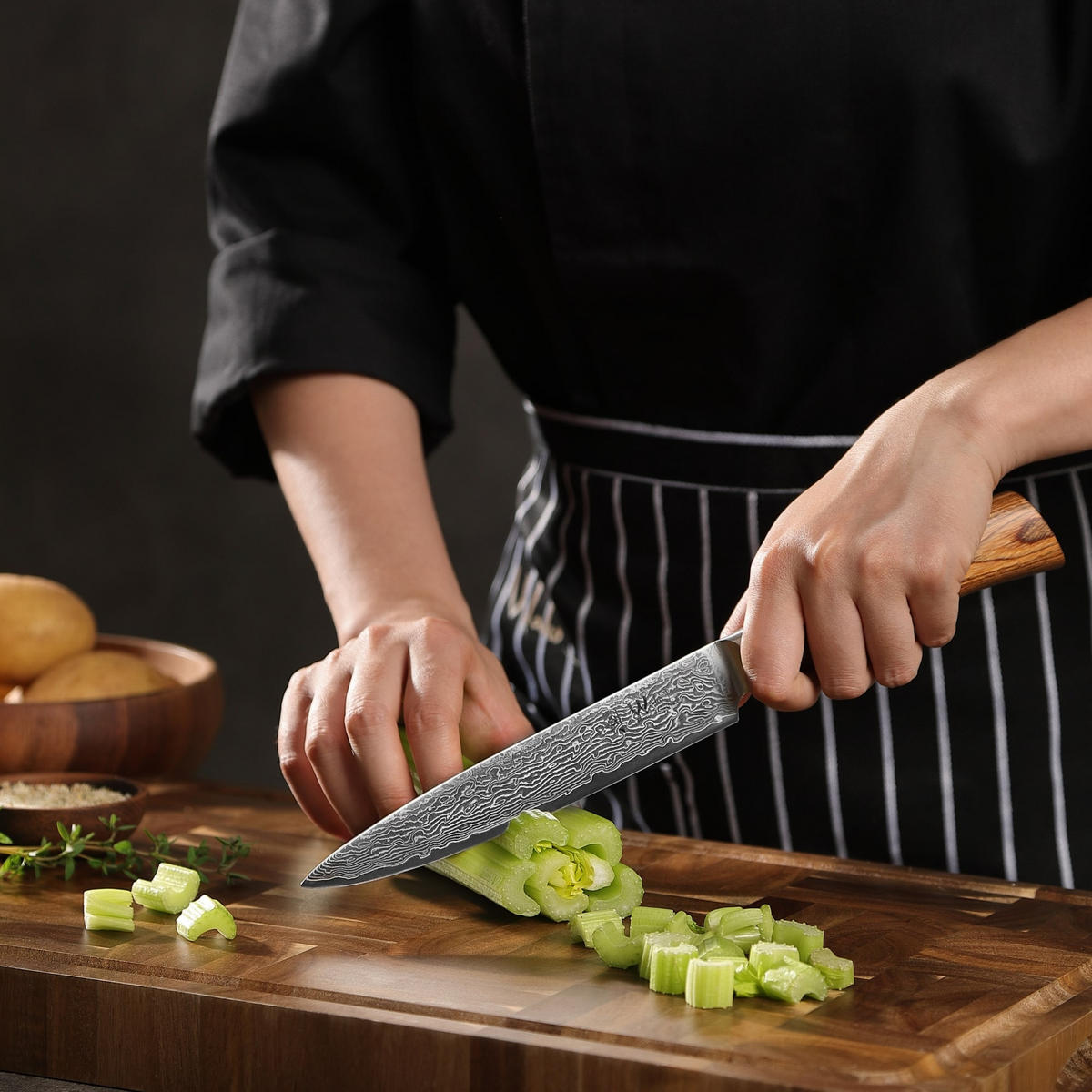 FLEISCHMESSER 17 cm - Braun, Holz/Metall (32cm) - Wakoli