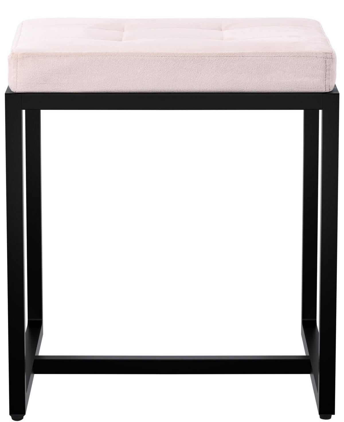 SITZWÜRFEL eckig 40/40/48 cm Samt creme - Creme/Schwarz, Textil/Metall (40/48/40cm) - CLP