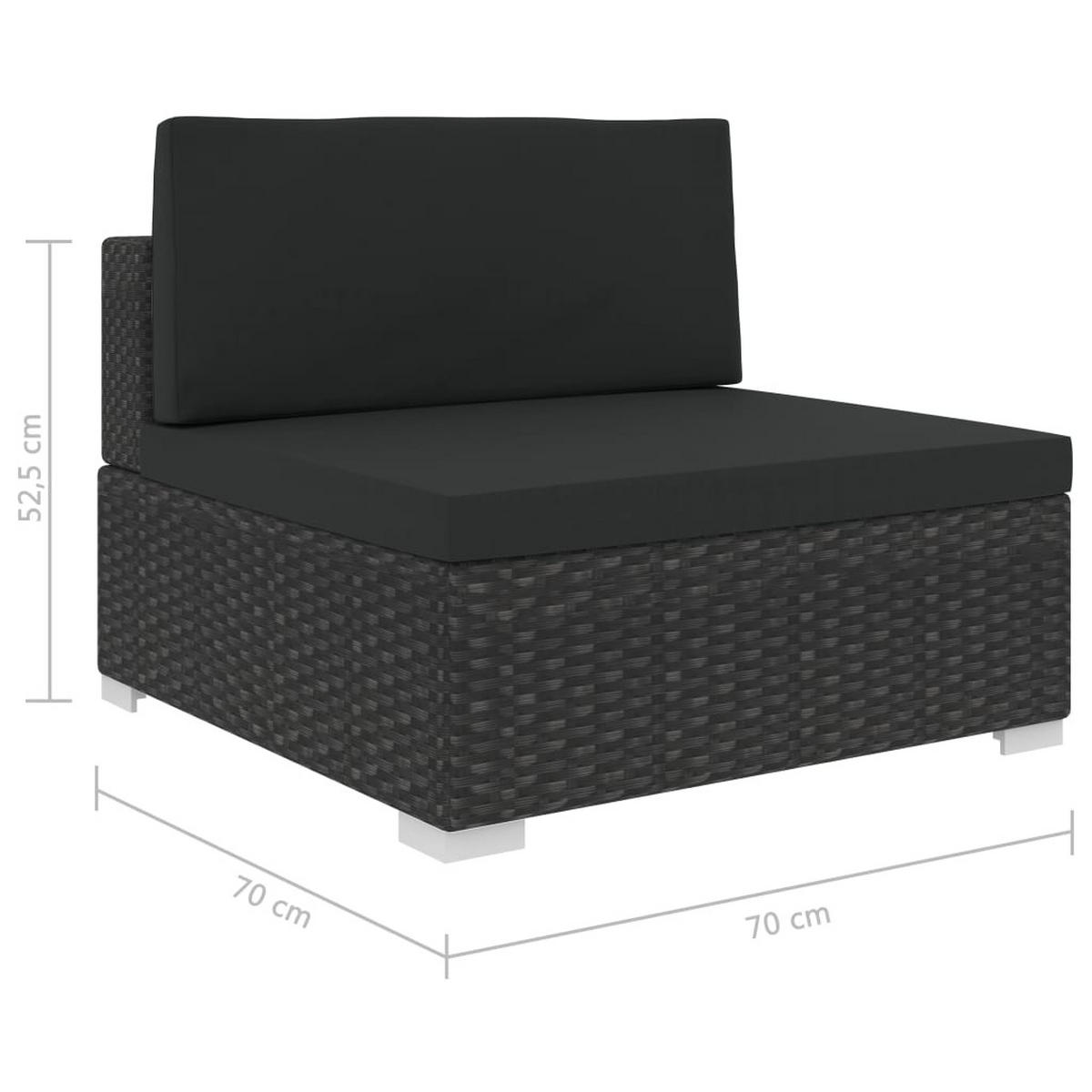 LOUNGEGARNITUR mit Auflagen, aus Poly Rattan, Schwarz, 6-teiliges Set - Schwarz, Kunststoff/Textil - vidaXL