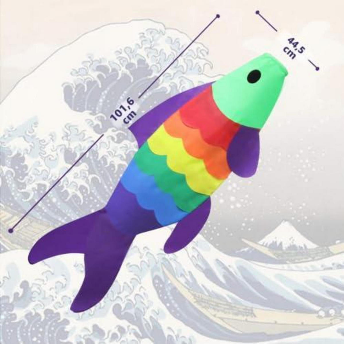 WINDSACK Koi Fisch 40 Zoll Regenbogenfarben - Multicolor, Textil (101.6/44.5/1cm)